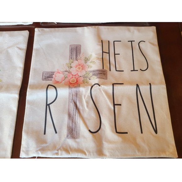 Easter Throw Pillow Cover Cross Decorative Accent Case Spring Cottage Decor 18" - Picture 2 of 6